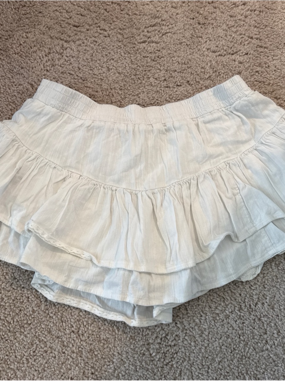 bp White Elastic Waist Tiered Skort
